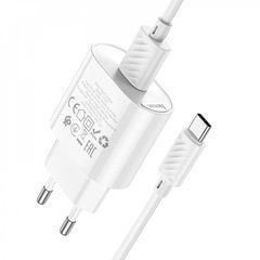 МЗП HOCO C109A Fighter 1USB/18W/QC3.0/Type-C Cable White