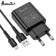 Мережевий зарядний пристрій Avantis A820 2,4A (1USB port) + Micro cable Black