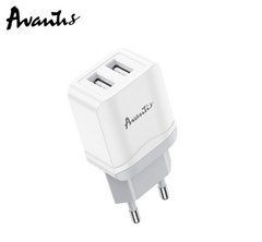 Мережевий зарядний пристрій Avantis A829 2.4A (2USB port) White