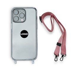 Чохол Clear case with Strap для iPhone 15 Pro Pink