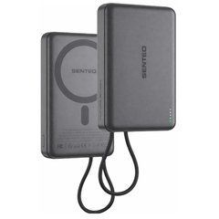 Power Bank Senteo Q.MAX 3 Slim 10000 mah 15w wireless charger Aluminium with type-c cable Gray