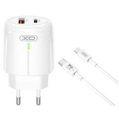 МЗП PD/QC 3.0 XO L114 20W/1USB+ 1USB-C + Lightning (NB-Q189A) White