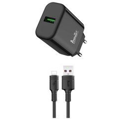 Мережевий зарядний пристрій Avantis A435 QC3.0 single port 3.0A/18W + Type-C cable Black