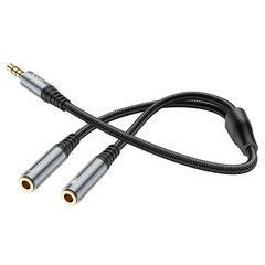Аудіоадаптер НОСО UPA21 2-in-1 3.5 audio adapter cable(male to 2*female) 0,25m. Темно-сірий