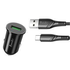 Автомобільний зарядний пристрій Avantis A915 QC 3.0/18W 3A with Type-C cable Black