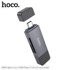 Картрідер HOCO HB45 Spirit 2-in-1 USB/Type-C 2.0 card reader gray