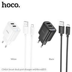 МЗП HOCO C141A Smart dual-port charger set 5V/2.1A +Micro White
