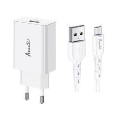 Мережевий зарядний пристрій Avantis A425 QC3.0 single port 3.0A/18W + Micro cable White