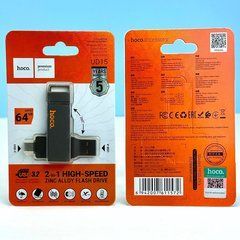 Флеш-накопичувач USB-A/C HOCO UD15 Clever USB3.2 Type-C 64GB Gray