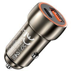 АЗП HOCO Z46A Blue whale 1PDout/1USB/QC/PD20W/3A Metal Grey